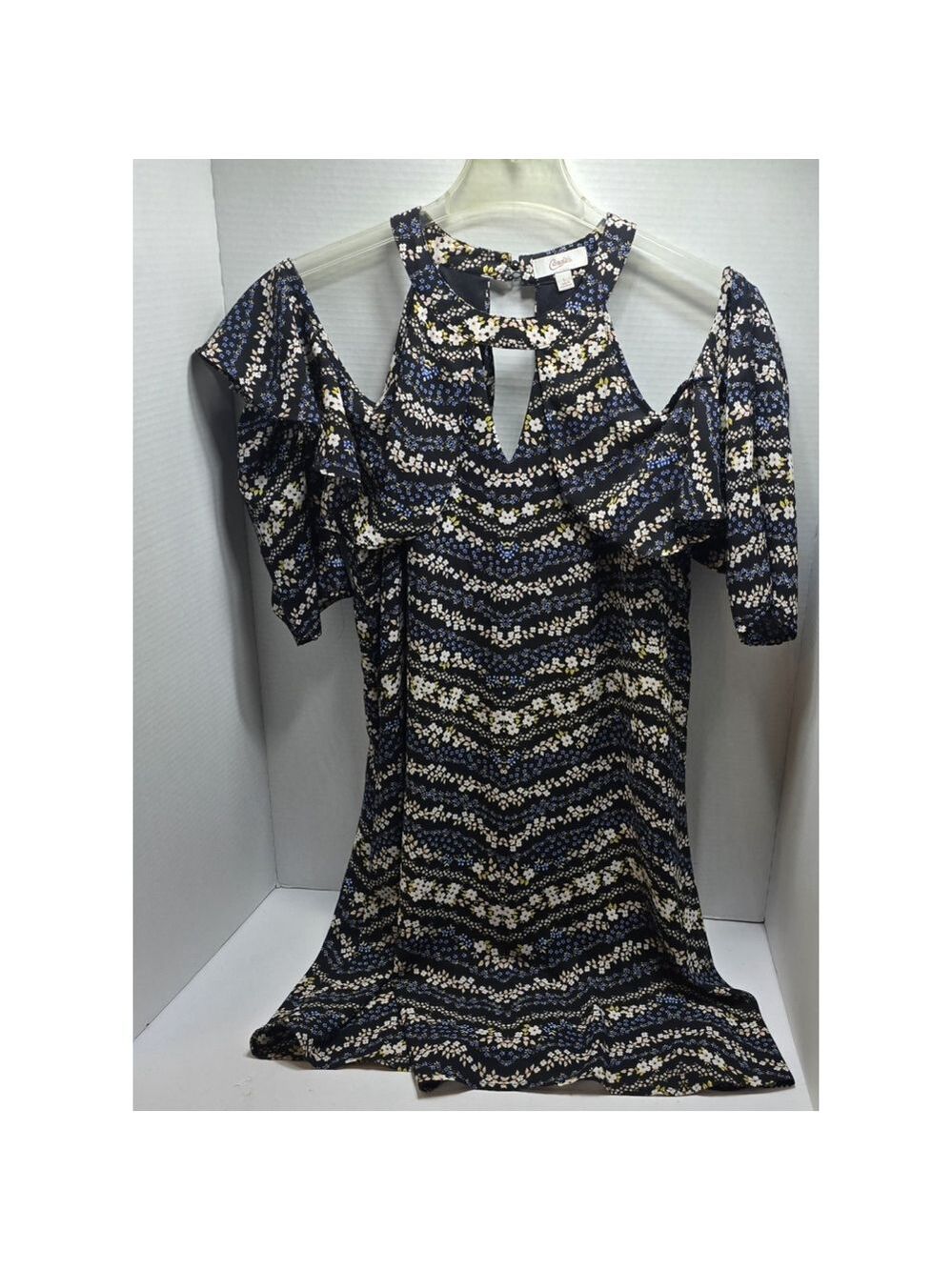 Women's Candies Top Large Open Shoulder Short Sleeve Blue